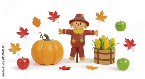 Autumn harvest arrangement with scarecrow