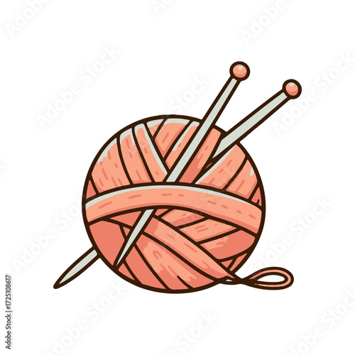 A cozy scene featuring a ball of yarn with knitting needles, perfect for crafting enthusiasts