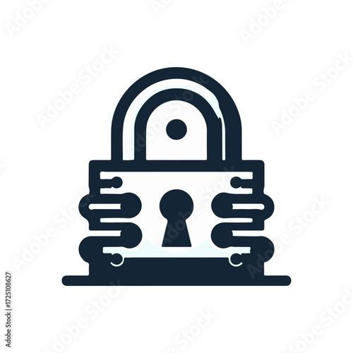 A stylized padlock symbolizing security, set against a minimalist background, representing safety
