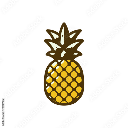A vibrant illustration of a pineapple with a detailed texture, perfect for tropical themes