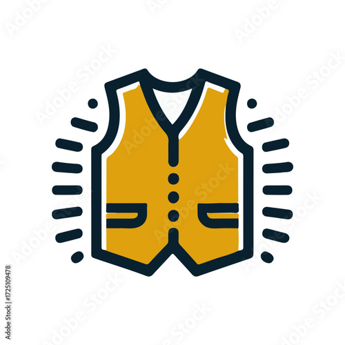 A vibrant yellow vest with pockets, showcasing stylish design elements against a plain background