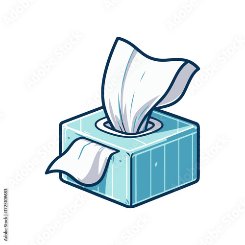 A vibrant illustration of a tissue box with tissues being pulled out, set against a minimalist backdrop