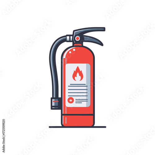 A vibrant red fire extinguisher positioned on a clean surface, emphasizing safety and preparedness