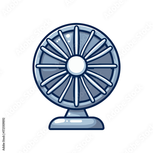 A vintage desk fan with a sleek design, set against a plain background, ideal for summer decor