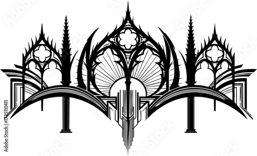 Foto Dramatic Gothic architectural ornament evokes mystery and grandeur for unique de