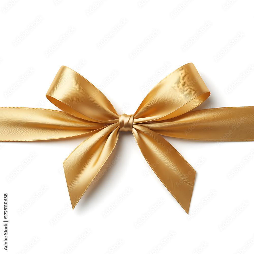 Fototapeta premium Elegant golden ribbon bow, perfect for adding a touch of luxury to gifts, invitations, and festive designs, bringing warmth and celebration to any project