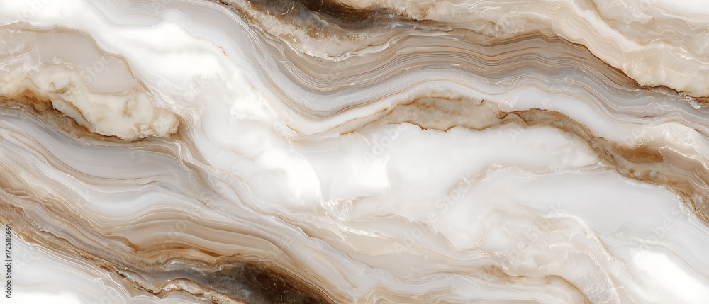 Obraz premium SEAMLESS marble background, brown white beige colors, natural stone with veins, neutral tones. Layered, organic, and striped mineral texture.