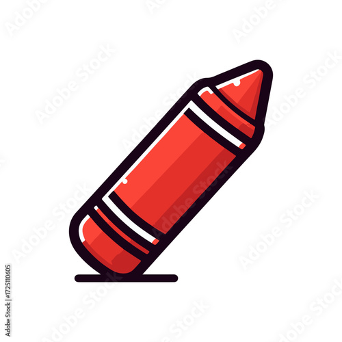 Bright red crayon leaning on a surface, showcasing vibrant color and artistic potential