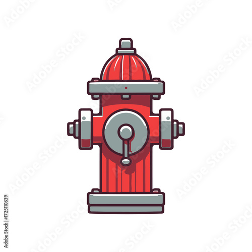 Bright red fire hydrant standing against a white background, ideal for urban safety illustrations