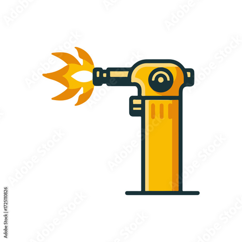 Brightly colored torch igniting flames, set against a simple white background, showcasing its design