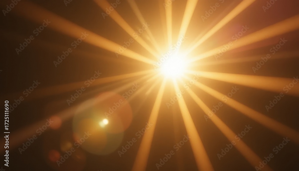 Obraz premium Bright orange sun rays burst through a dark blue sky abstract background design