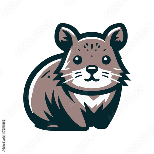 Cute cartoon illustration of a small, fluffy animal sitting calmly against a plain background