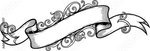 Elegant vintage banner with ornate swirls provides a classic decorative element for announcements, titles, or labels with a timeless appeal