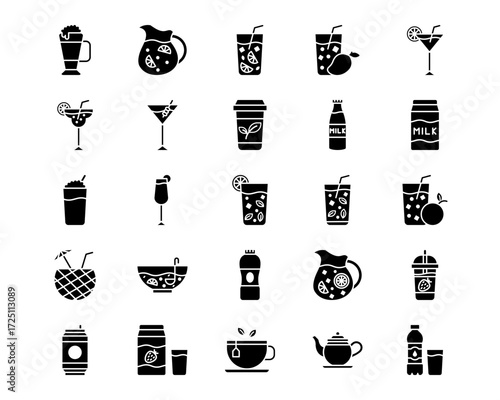 Beverages Line Vector Icons