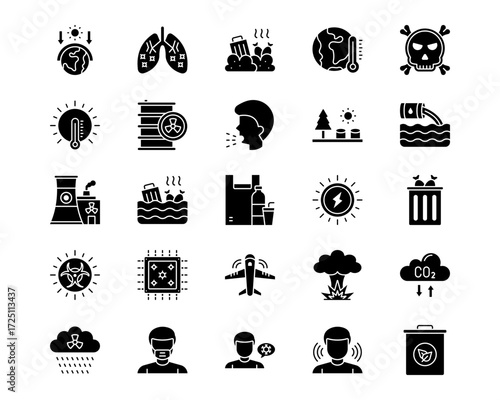 Pollution Line Vector Icons