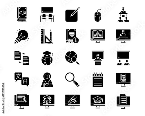 Online Education Line Vector Icons
