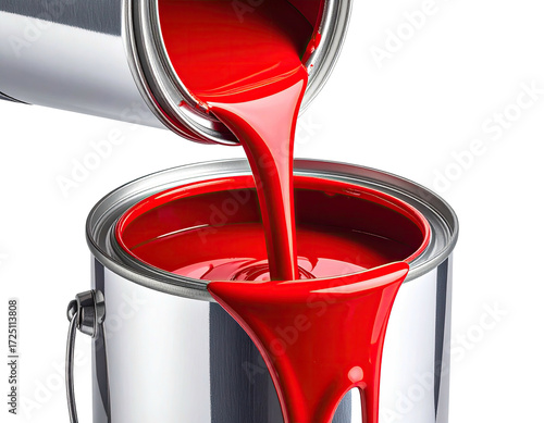 Red paint pouring from a can into another (1)