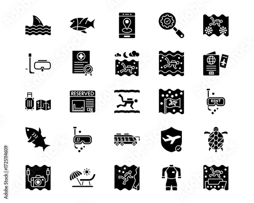 Vacation and Tourism Line Vector Icons