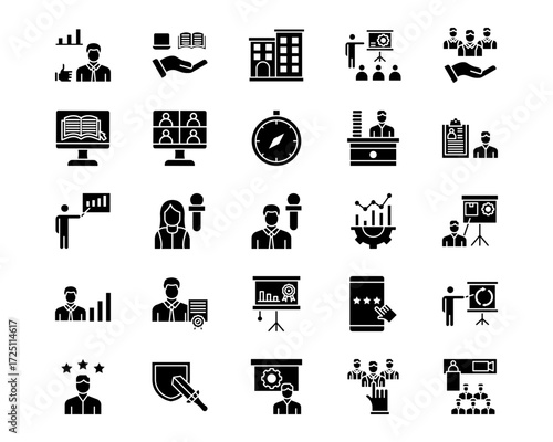 Business Training Line Vector Icons