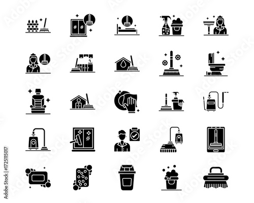 Cleaning Line Vector Icons
