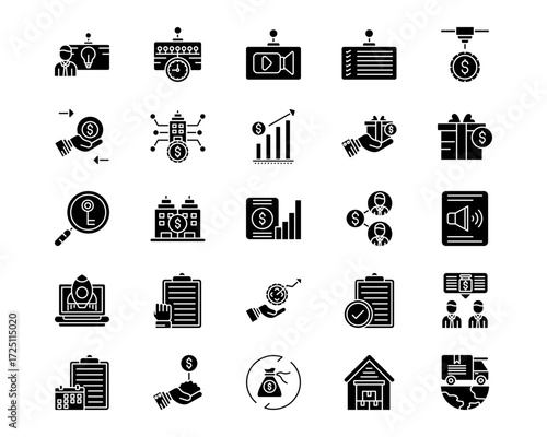 Crowdfunding Line Vector Icons
