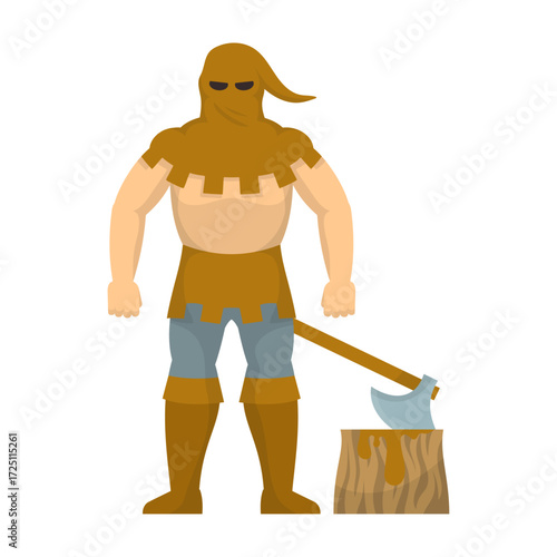 Medieval Executioner Figure with Hooded Robe and Execution Axe Ready for Ancient Justice