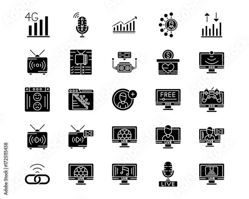 Live Streaming Line Vector Icons
