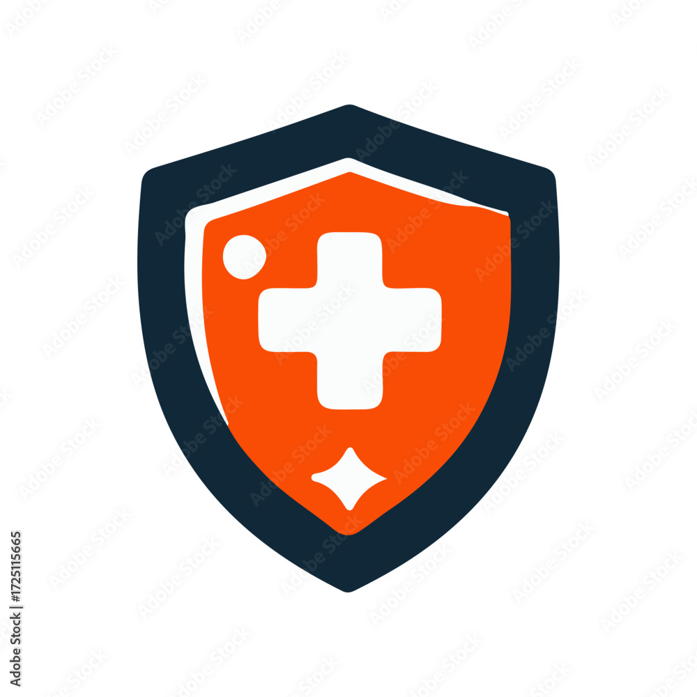 Fototapeta premium Shield emblem with a medical cross symbolizing health protection in a modern design