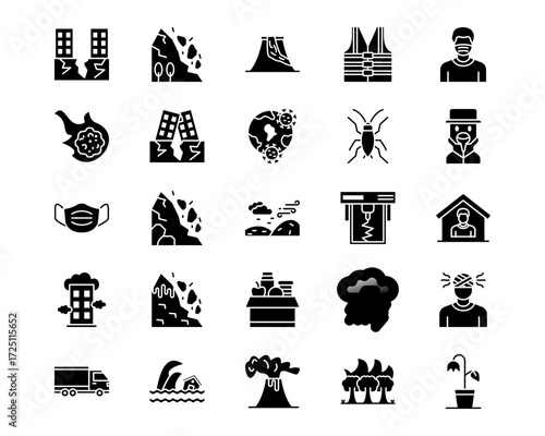 Natural Disaster Line Vector Icons
