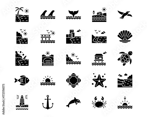 Coastline Line Vector Icons