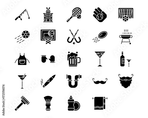 Fathers Day Line Vector Icons
