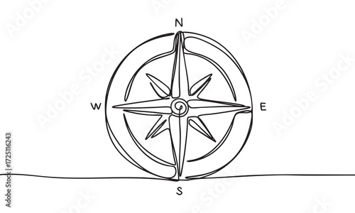 Line Art Compass Rose Navigation