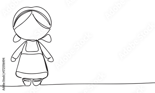 Simple toy girl in continuous line art