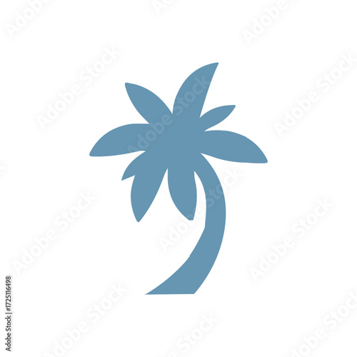Stylized blue palm tree silhouette against a white background, ideal for tropical-themed designs