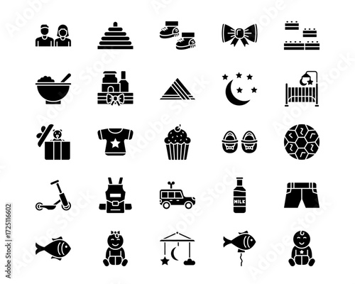 Baby Shower Line Vector Icons