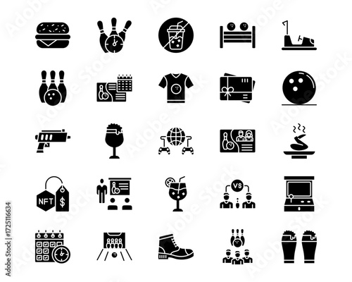 Bowling Line Vector Icons