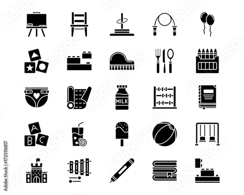 Kindergarten Line Vector Icons