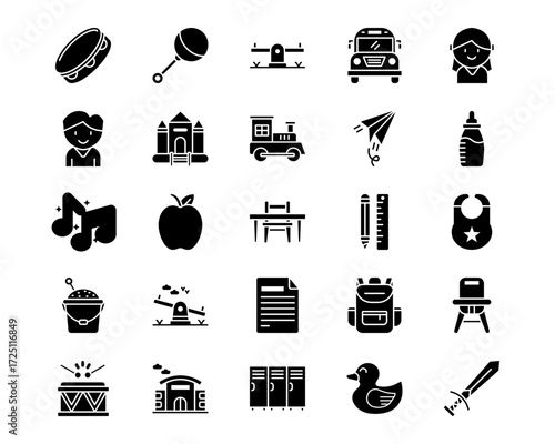 Kindergarten Line Vector Icons
