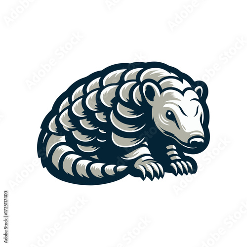 Stylized illustration of an armadillo showcasing its unique armor-like shell in a minimalist design