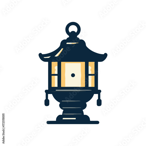 Traditional Asian lantern illuminating a serene garden at dusk, enhancing tranquility and ambiance