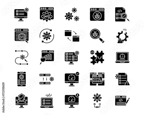 Software Testing Line Vector Icons