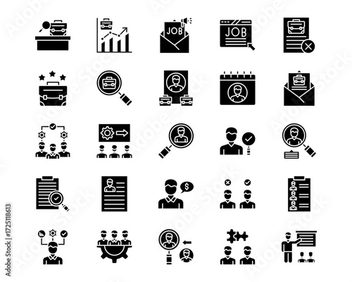 Hiring Process Line Vector Icons