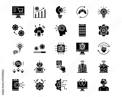 Digital Disruption Line Vector Icons