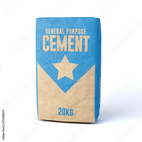 Generic Brand Cement Bag on White Background