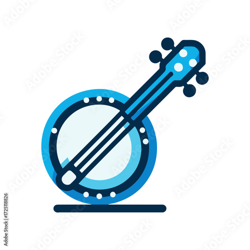 Vibrant illustration of a banjo showcasing its unique shape and colors, ideal for music themes
