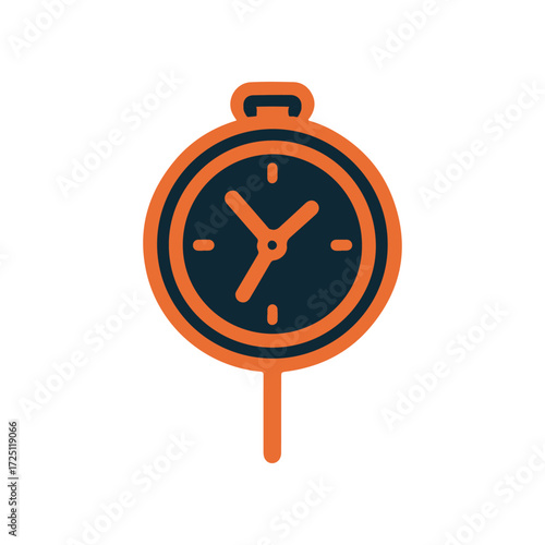 Vintage stopwatch with bold orange outline against a white background, symbolizing time management