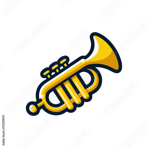 Vibrant yellow trumpet illustration, showcasing musical artistry with a clean background