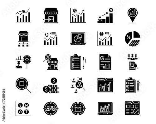 Market Research Line Vector Icons