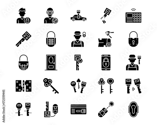 Locksmith Line Vector Icons
