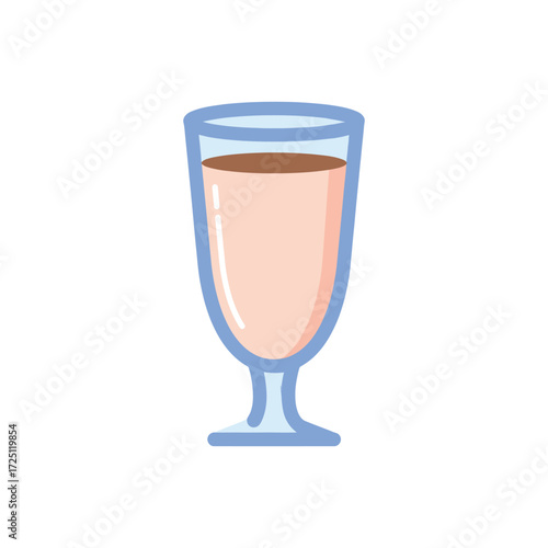 Flat vector milkshake or smoothie glass illustration, isolated on white background, suitable for cold drink icon, dessert beverage design, sweet food graphic, refreshment concept, or nutrition art.